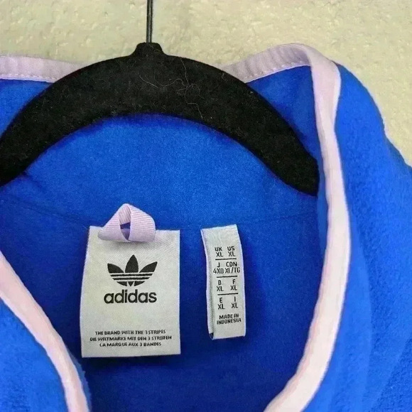 Adidas 1/2 zip pull over Cobalt blue with lilac trim retro colors size XL - Picture 4 of 13
